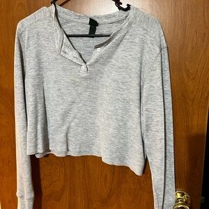 Wild Fable Light Gray Long Sleeve Crop Top